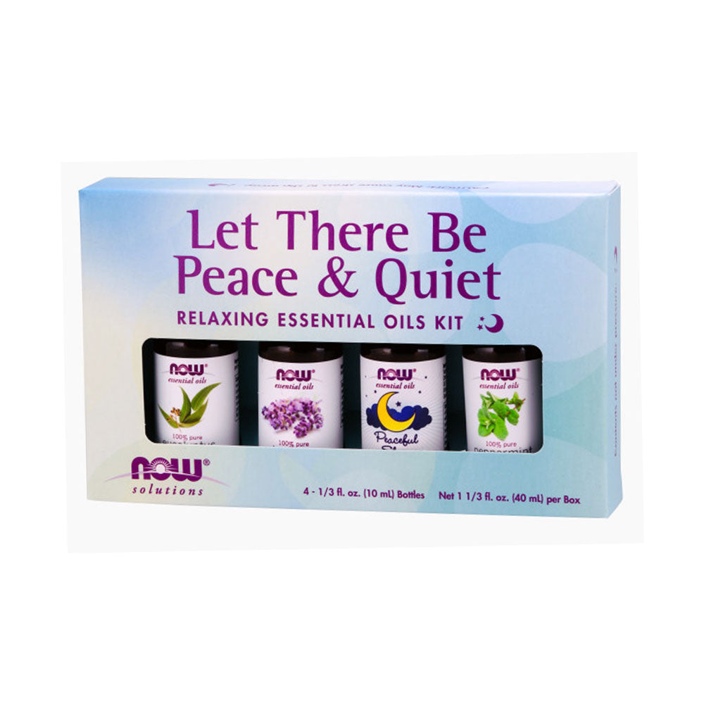 NOW Let There Be Peace & Quiet Aromatherapy Kit, 4x 10ml Incl Lavender Oil, Peppermint Oil, Eucalyptus Oil and Peaceful Sleep Oil Blend - Bloom Concept Malaysia