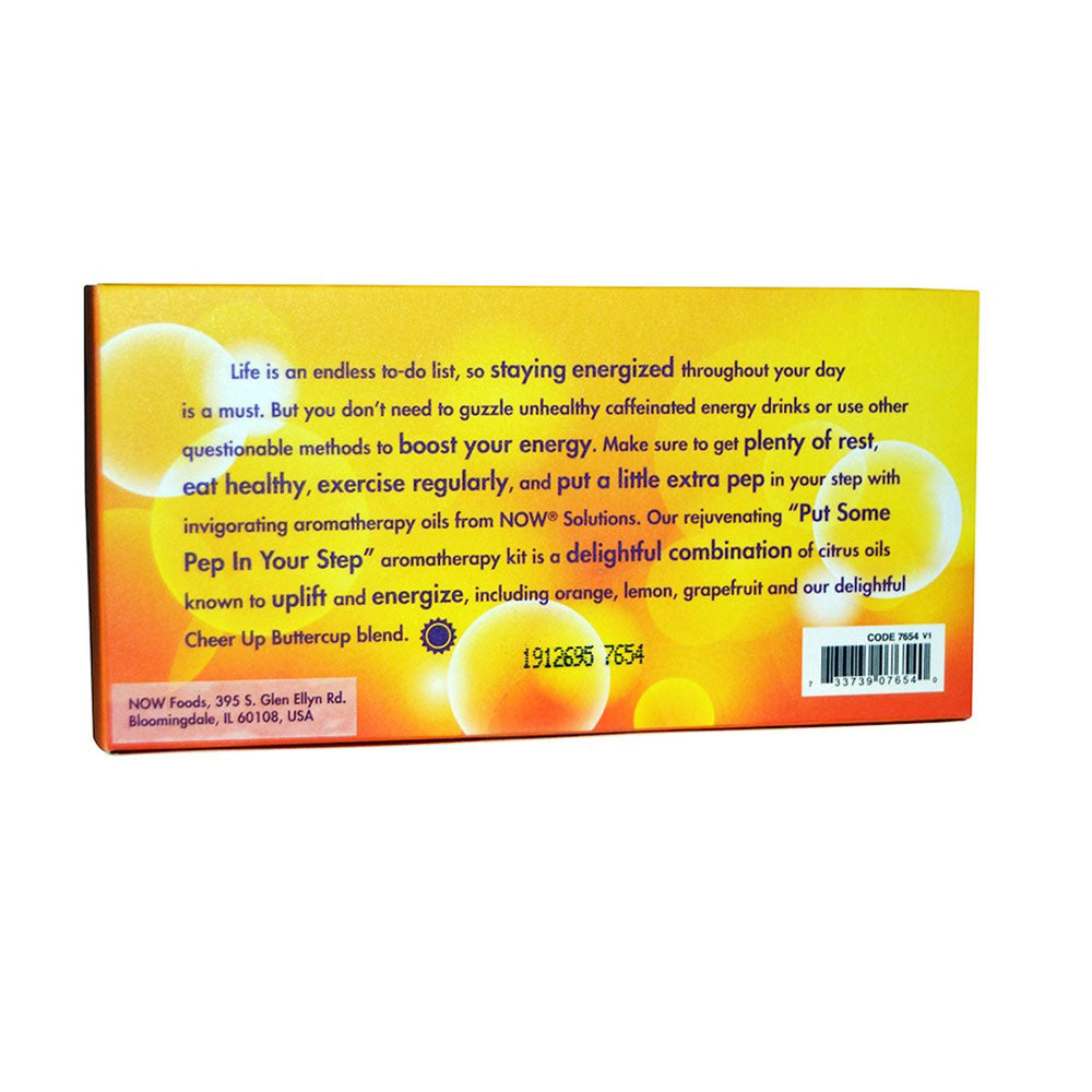 NOW Put Some Pep in Your Step Uplifting Aromatherapy Kit, 4x10ml Incl Orange Oil, Lemon Oil, Grapefruit Oil and Cheer Up Buttercup Oil Blend