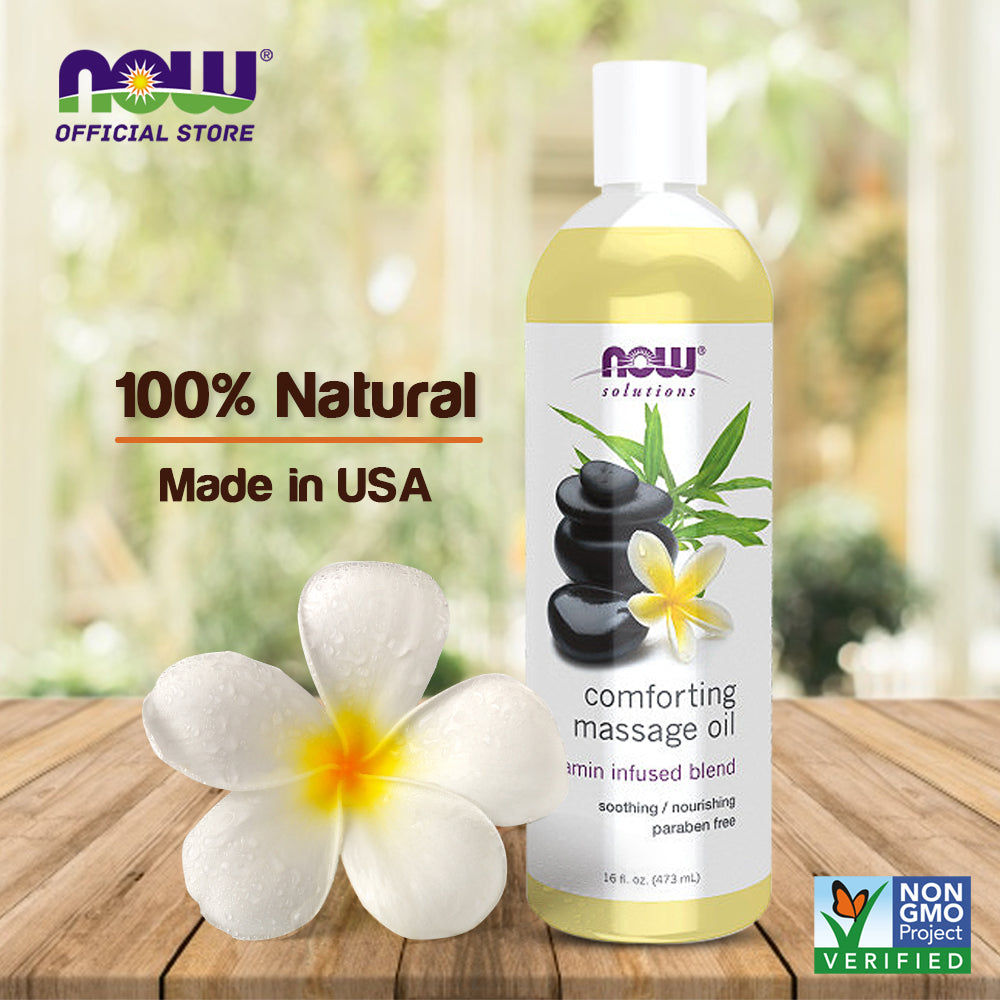 NOW Solutions, Comforting Massage Oil, Vitamin Infused Blend, Soothing and Nourishing, 16-Ounce (473 ml)