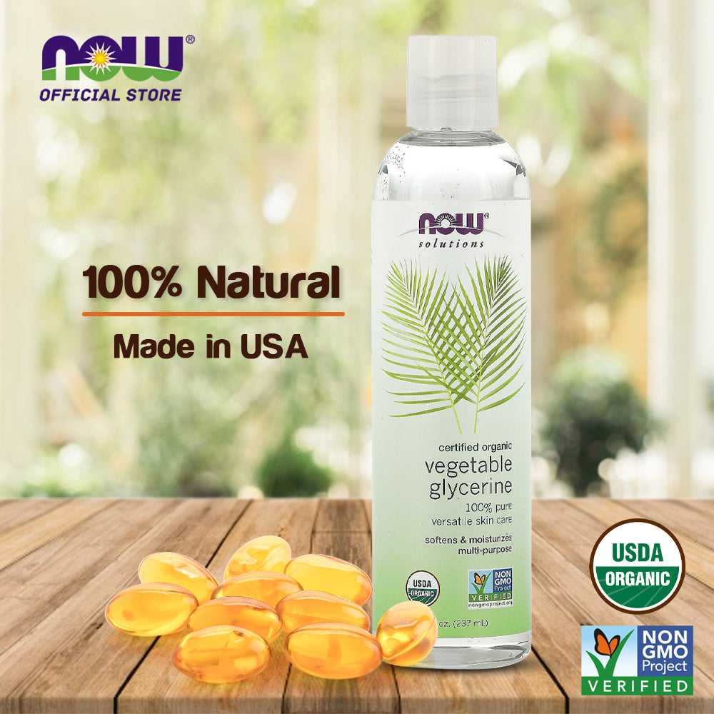 NOW Solutions, Organic Vegetable Glycerin Oil, 100% Pure, Softening and Moisturizing Multi-Purpose Skin Care, 8-Ounce (237ml)