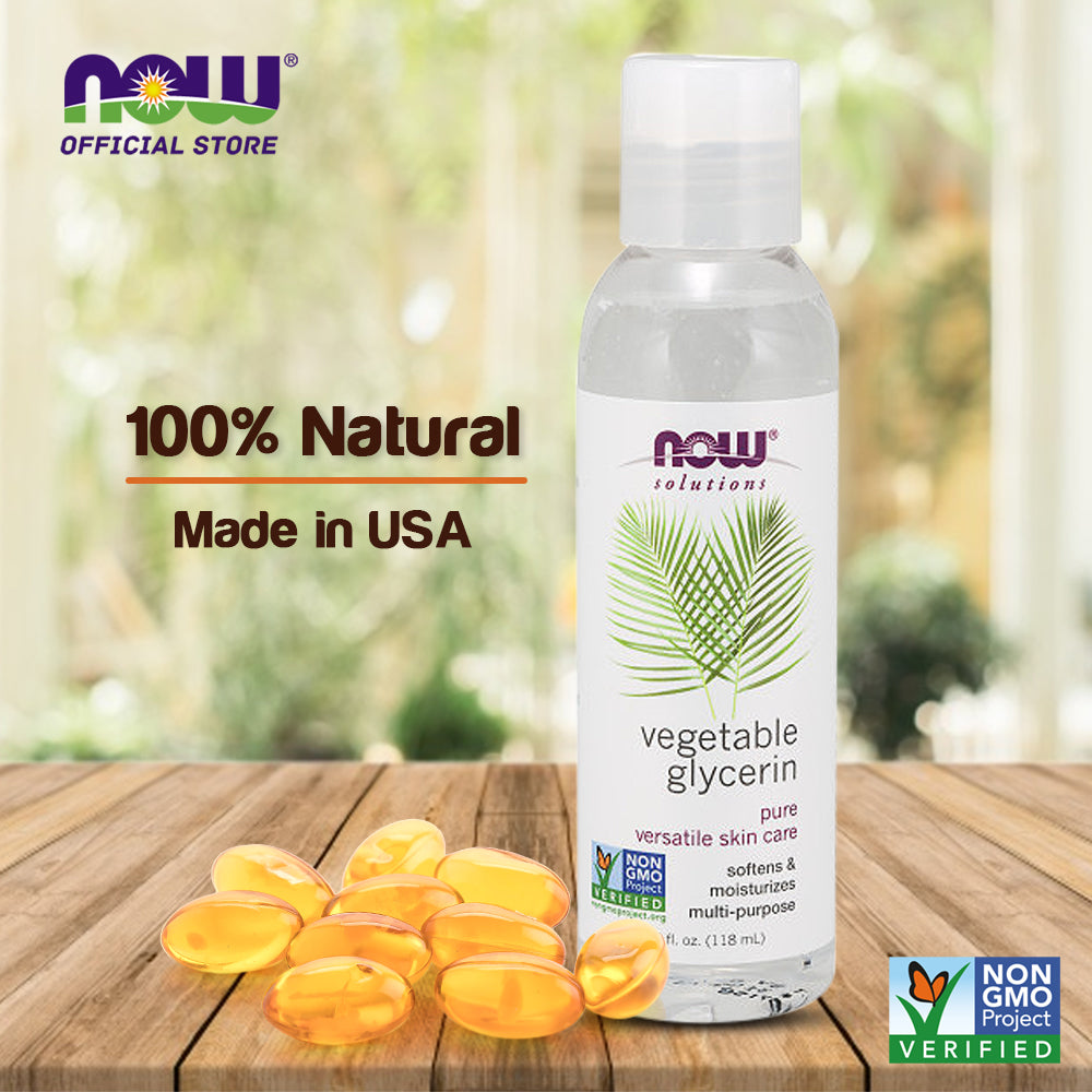 NOW Solutions, Vegetable Glycerin, 100% Pure, Versatile Skin Care, Softening and Moisturizing, 4-Ounce (118ml)