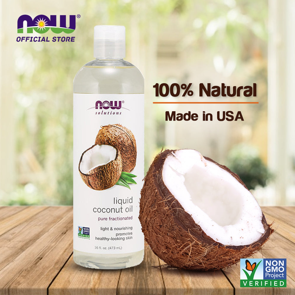 NOW Solutions, Liquid Coconut Oil, Light and Nourishing, Promotes Healthy-Looking Skin and Hair, 16-Ounce (473 ml)