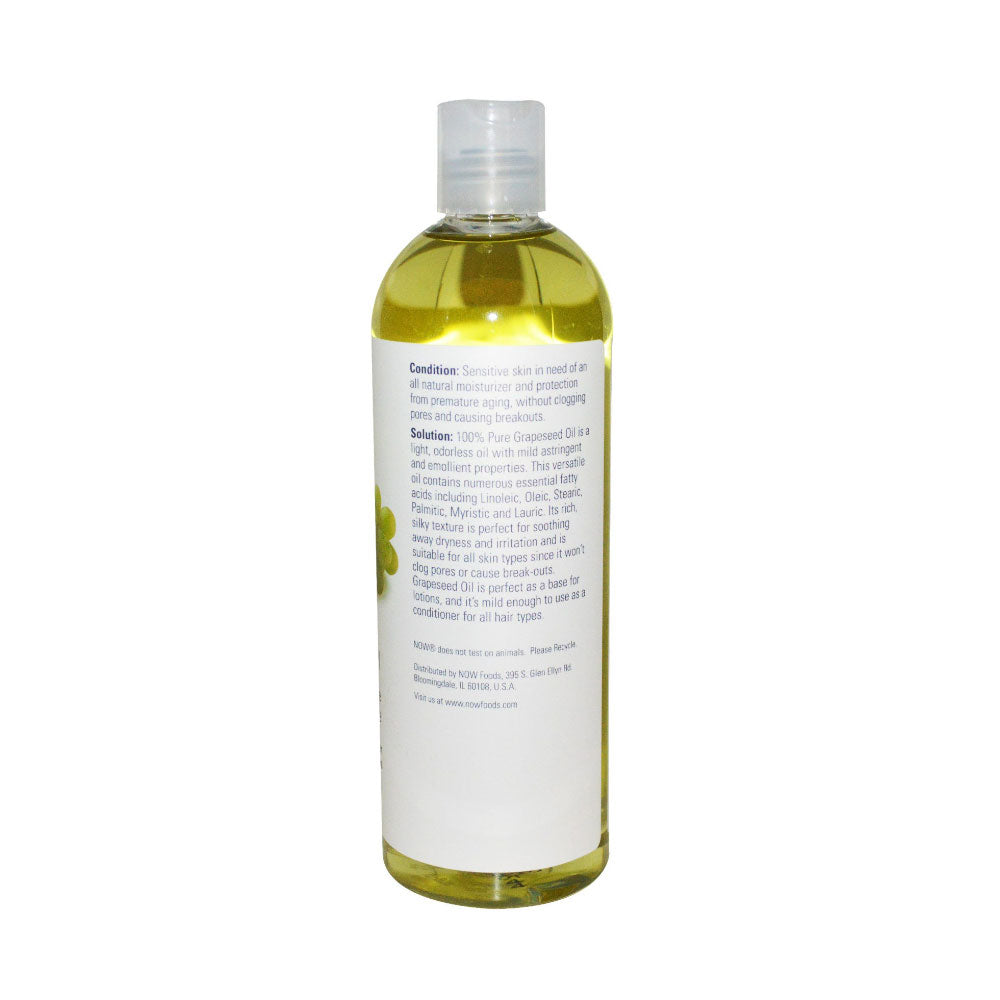 NOW Solutions, Grapeseed Oil, Skin Care for Sensitive Skin, Light Silky Moisturizer for All Skin Types, 16-Ounce (473 ml)