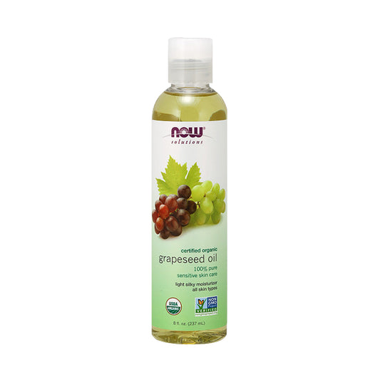 NOW Solutions, Organic Grapeseed Oil, Skin Care for Sensitive Skin, Light Silky Moisturizer for All Skin Types, 8-Ounce (237 ml)