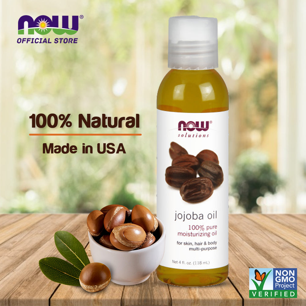 NOW Solutions, Jojoba Oil, 100% Pure Moisturizing, Multi-Purpose Oil for Face, Hair and Body, 4-Ounce (118ml)