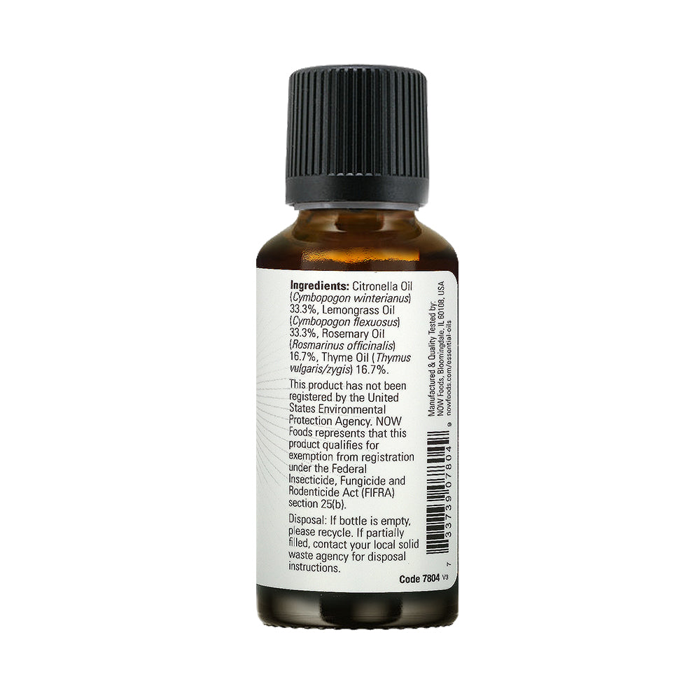 NOW Essential Oils, Bug Ban Blend, Bug-Repelling Essential Oil Blend for Inside and Outside Usage, Made with Pure Essential Oils, Vegan, Child Resistant Cap, 1-Ounce (30ml)