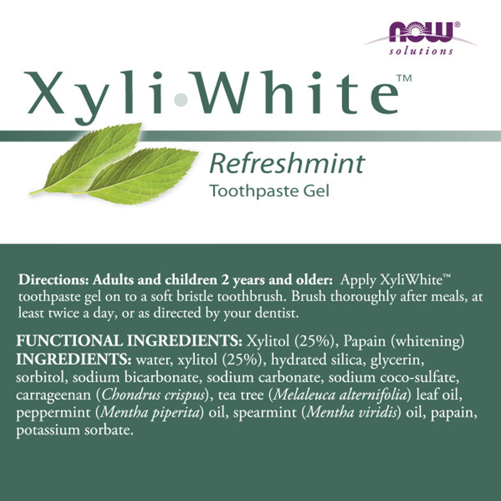 NOW Solutions, Xyliwhite Toothpaste Gel, Refreshmint, Cleanses and Whitens, Fresh Taste, 6.4-Ounce (181 g)