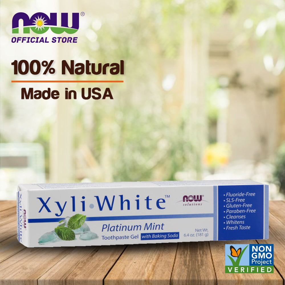 NOW Solutions, Xyliwhite Toothpaste Gel, Platinum Mint, Cleanses and Whitens, Fresh Taste, 6.4 Ounce (181g)