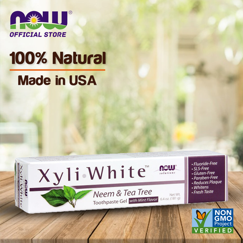 NOW Solutions, Xyliwhite Toothpaste Gel, Neem and Tea Tree, Cleanses and Whitens, Clean and Fresh Taste, 6.4-Ounce (181 g)