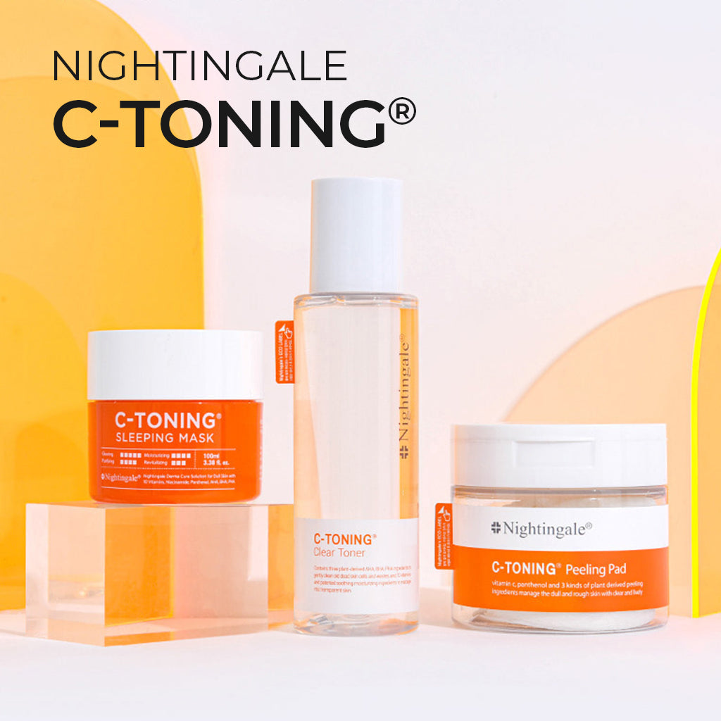Nightingale C Toning Peeling Pad - Korean Skincare Exfoliating Cotton Rounds for Face with Vitamin C, AHA, BHA, PHA, Witch Hazel, Hyaluronic Acid - Brighten, Smooth, and Exfoliate Your Skin! 60 Count/155m