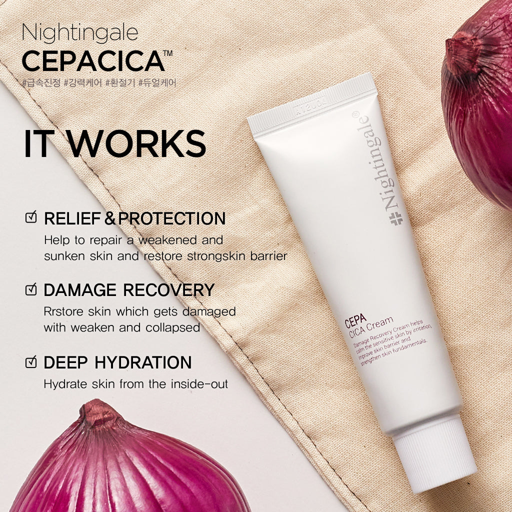 Nightingale Damage Recovery Cepa Cica Cream | Korean Skincare Cosmetics | Facial Skin Repair & Moisturizing | For Sensitive Skin | All-in-One Cream | 50ml / 1.69 fl. oz