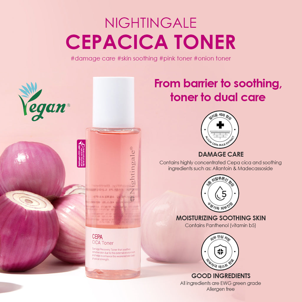 Nightingale Damage Recovery Cepa Cica Toner for Face - Skin Repair & Moisturizing Anti-Aging Toner - Daily Use for Sensitive Skin - Korean Skincare Cosmetics - 200ml