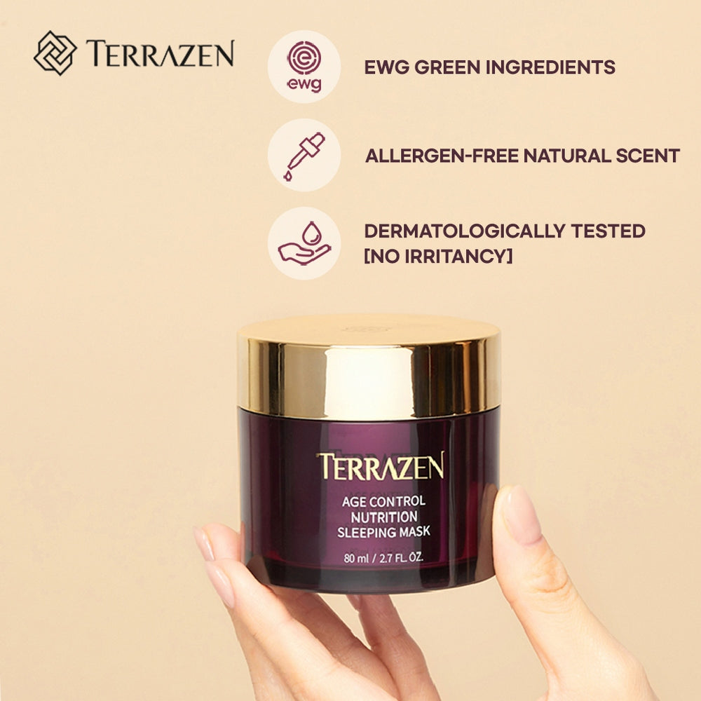 TERRAZEN Age Control Sleeping Mask with PHA, Peptide, Squalane - Firming, Hydrating, Glowing - Overnight Face Mask (80ml)