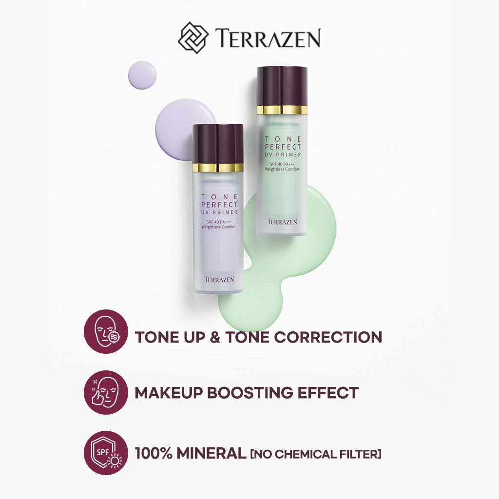 TERRAZEN Tone Perfect UV Primer: 3-in-1 Makeup Booster + Tone Corrector + UV Block with SPF40 PA+++ (30ml)