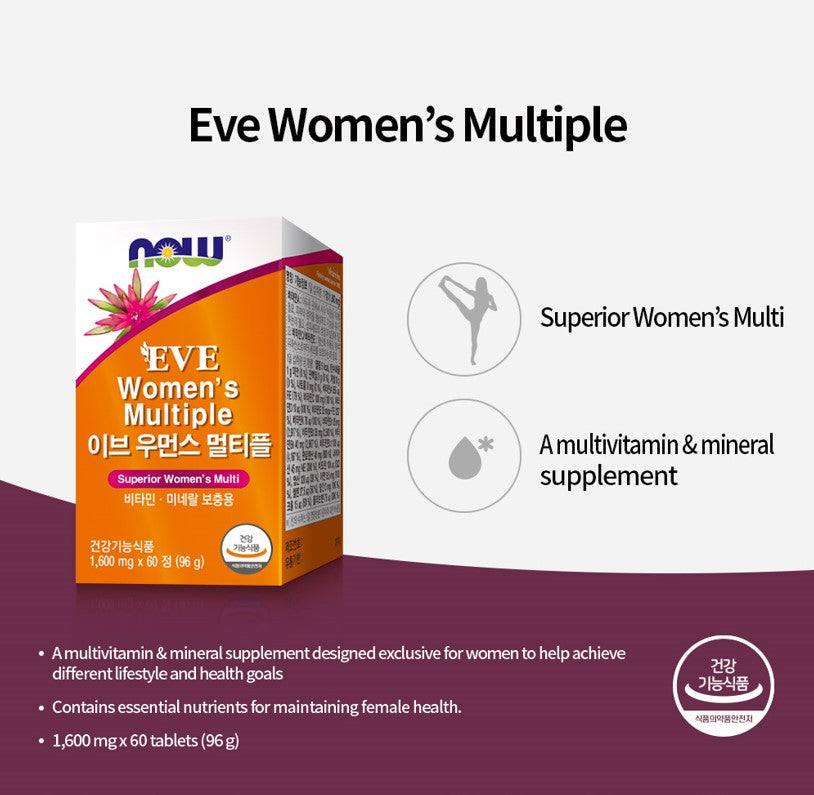 [Exp Date 01/24] NOW FOODS Eve Women’s Multiple 1,600mg 60 tablets Multi-Vitamin for Women