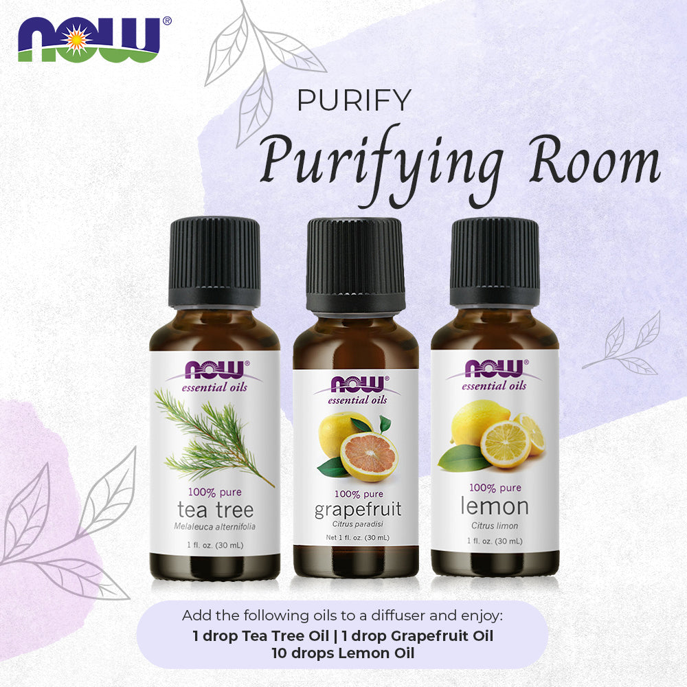 Now Essential Oils, 3 Variety of 30ml: Purifying Room - Tea Tree, Grapefruit, Lemon
