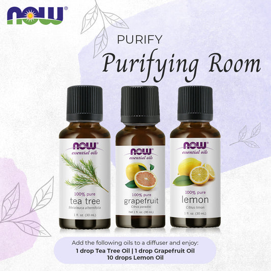 Now Essential Oils, 3 Variety of 30ml: Purifying Room - Tea Tree, Grapefruit, Lemon