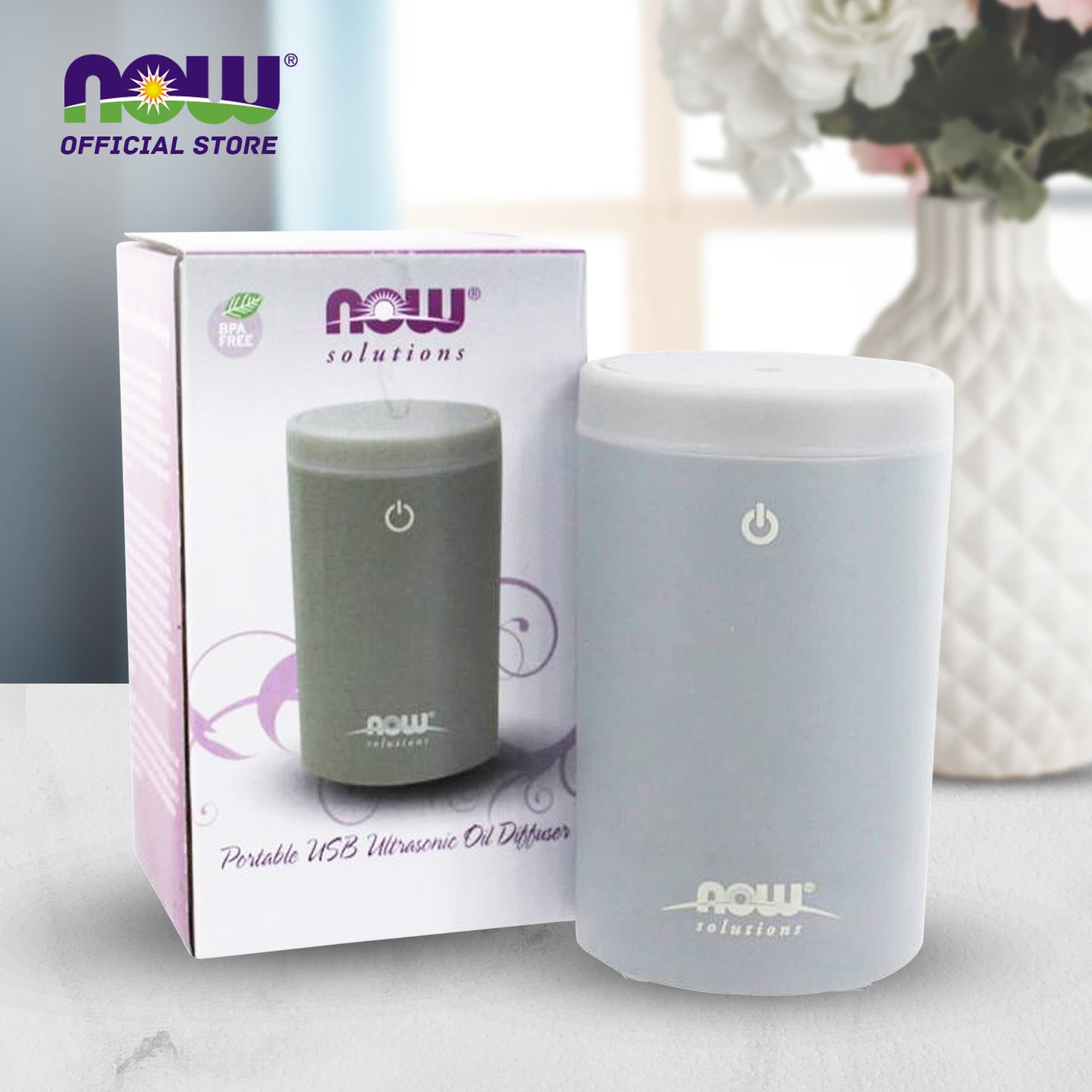 NOW Essential Oils, Portable USB Ultrasonic Aromatherapy Oil Diffuser, Extremely Quiet and Heat Free, Travel Friendly Diffuser