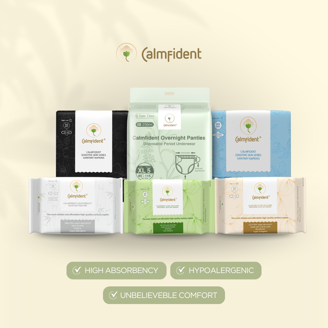 Calmfident Full Collection Bundle – 6x Sanitary Pads | Ultra-Thin | Super Absorbent | Day & Night Use | Mensural Pants