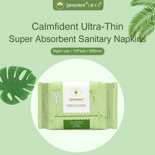 Calmfident Night Use Ultra-Thin Super Absorbent Sanitary Napkin Pads 285mm (10pcs) Green