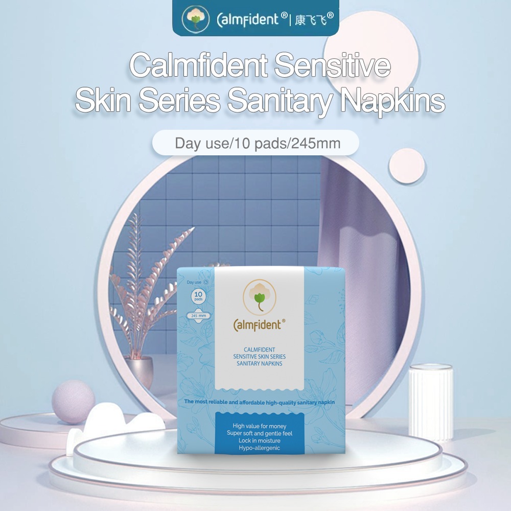 Calmfident Day Use Sensitive Skin Series Sanitary Napkin Pads 245mm (10pcs) Blue
