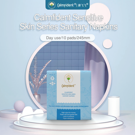 Calmfident Day Use Sensitive Skin Series Sanitary Napkin Pads 245mm (10pcs) Blue