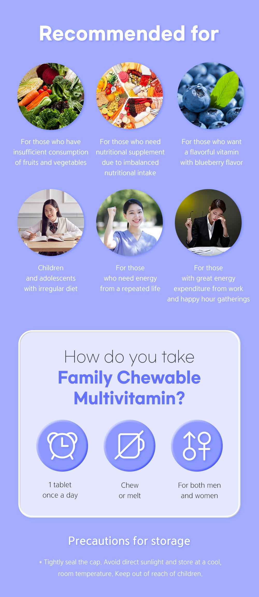 Dr. Elizabeth's Chewable Family Multi-Vitamin - Blueberry Flavour 2g x 60 Tablets for Optimal Health