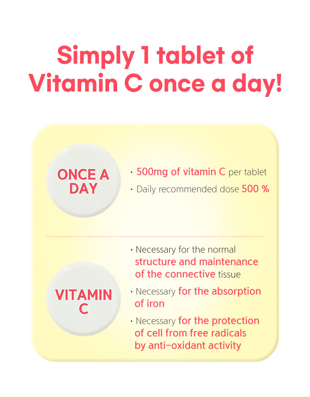 Dr. Elizabeth’s Family Chewable Vitamin-C 500 2g x 60 tablets Refreshing Lemon Flavour for Optimal Health