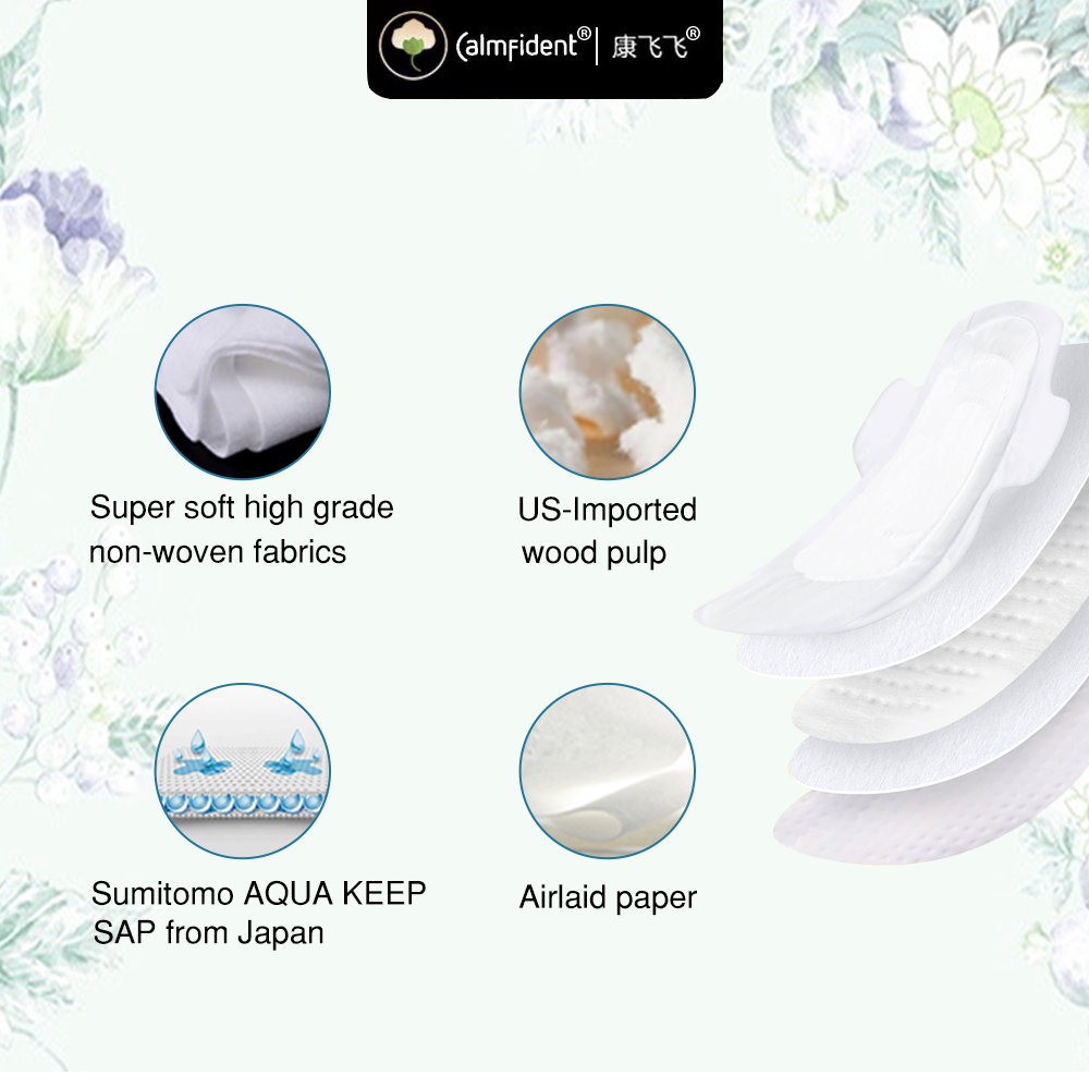 Calmfident Night Use Sensitive Skin Series Sanitary Napkin Pads 285mm (10pcs) Black