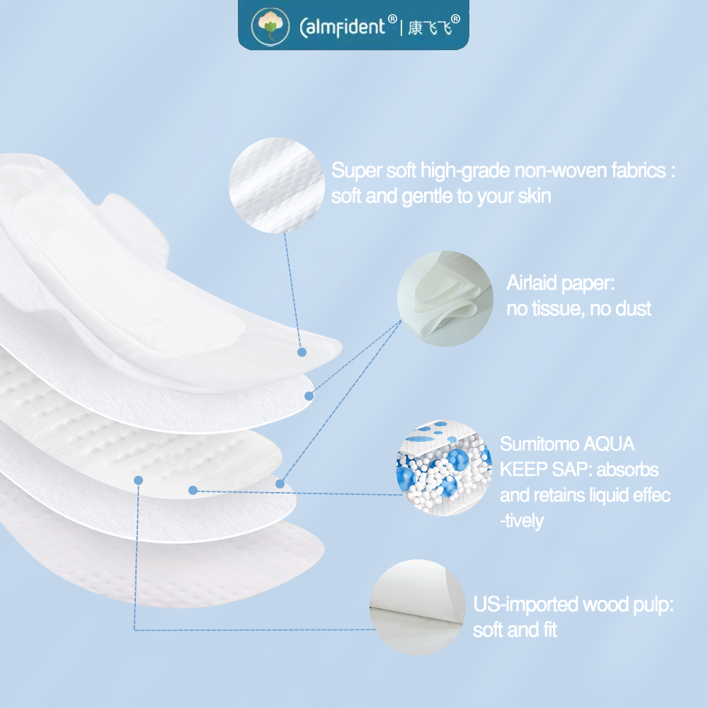 Calmfident Day Use Sensitive Skin Series Sanitary Napkin Pads 245mm (10pcs) Blue