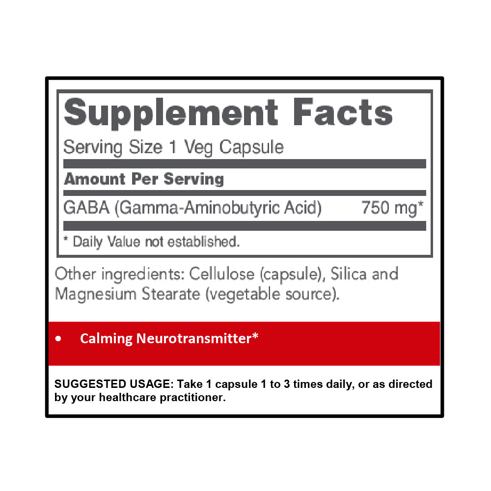 Protocol for Life Balance, GABA, 750 mg, 120 Veg Capsules