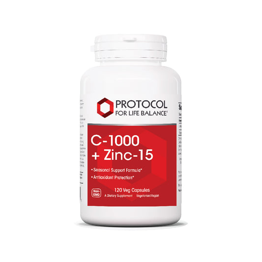 Protocol for Life Balance, C-1000 + Zinc-15, 120 Veg Capsules