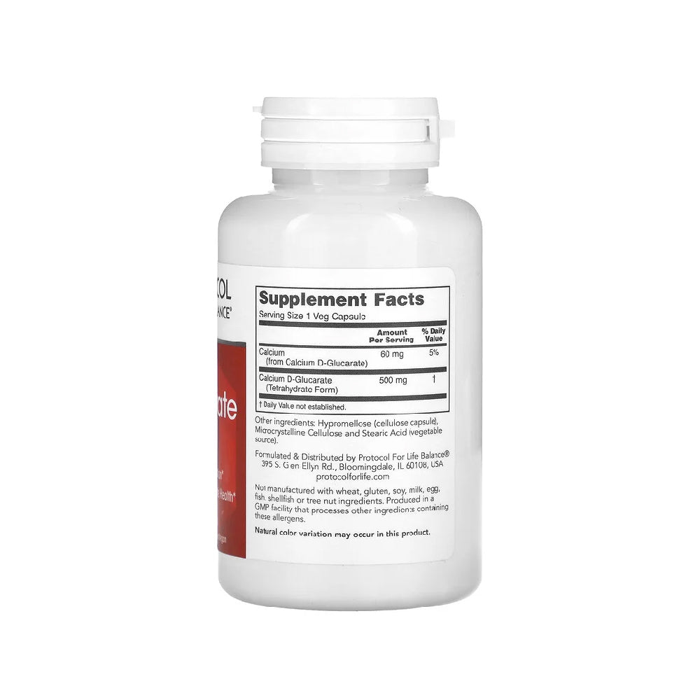 Protocol for Life Balance, Calcium D-Glucarate, 500 mg, 90 Veg Capsules