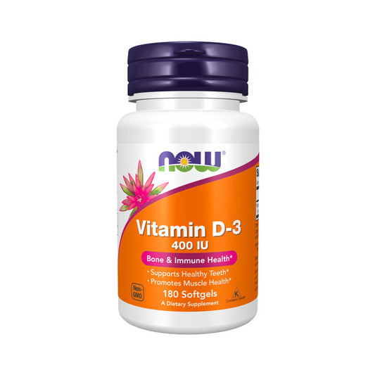 NOW Supplements, Vitamin D-3 400 IU, Strong Bones*, Structural Support*, 180 Softgels