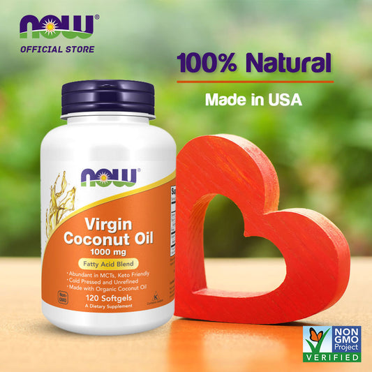NOW Supplements, Virgin Coconut Oil 1000 mg, Cold Pressed and Unrefined, 120 Softgels