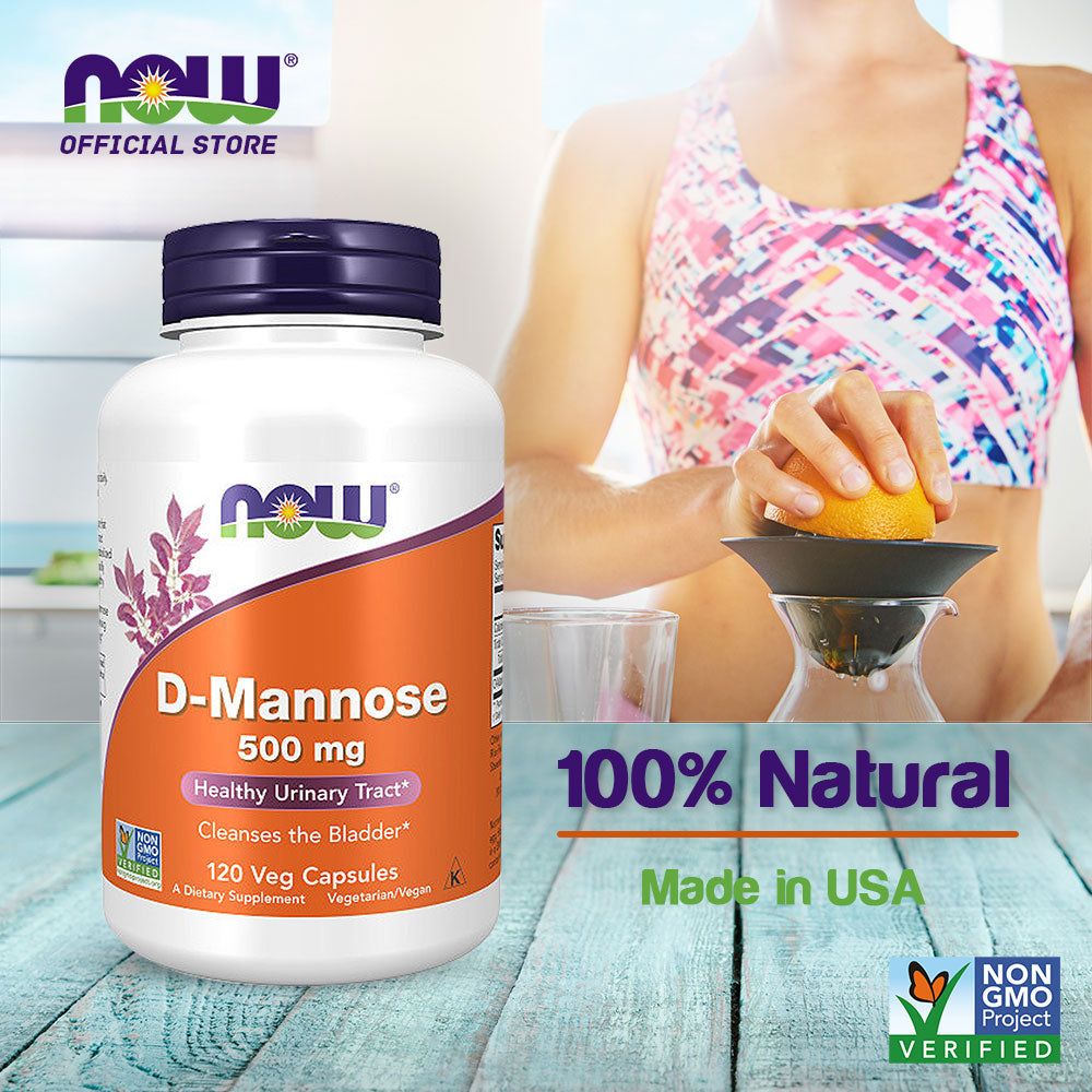 NOW Supplements, D-Mannose 500 mg, Non-GMO Project Verified, Healthy Urinary Tract*, 120 Veg Capsules