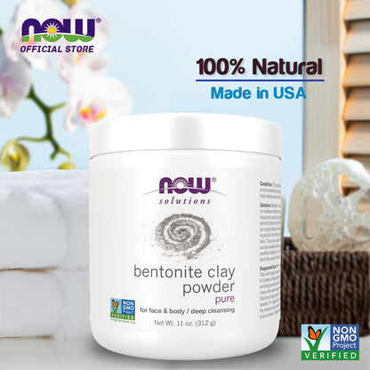 NOW Solutions, Bentonite Clay Powder, pure for face & body / deep cleaning - 11 oz
