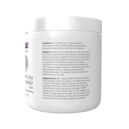 NOW Solutions, Bentonite Clay Powder, pure for face & body / deep cleaning - 11 oz