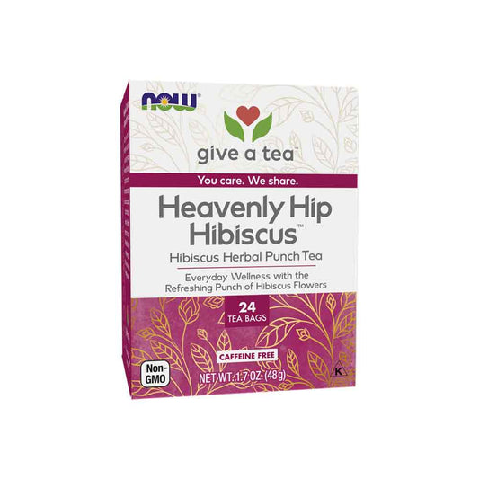NOW Foods Heavenly Hip Hibiscus™, Hibiscus Herbal Punch Tea, Everyday Wellness with the Refreshing Punch of Hibiscus Flowers, Caffeine Free, 24 Tea Bags