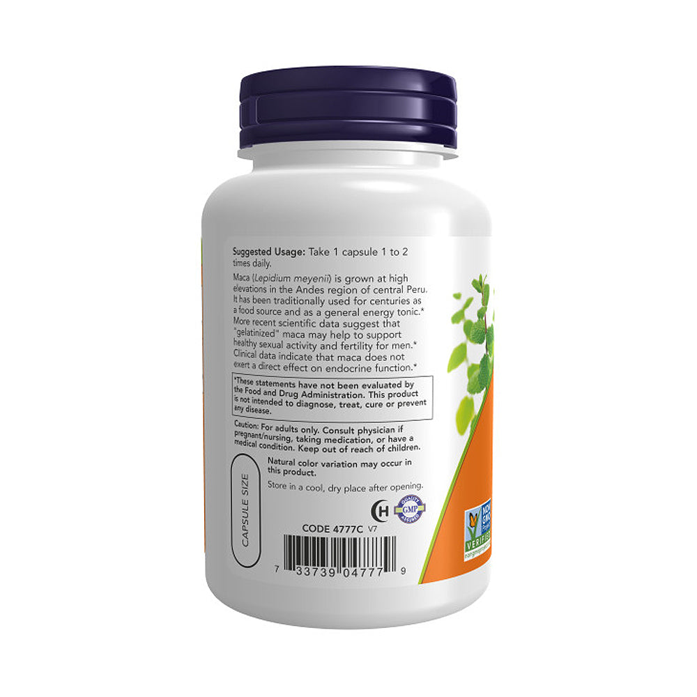 NOW Supplements, Maca (Lepidium meyenii) 750 mg Raw, Reproductive Health*, 90 Veg Capsules