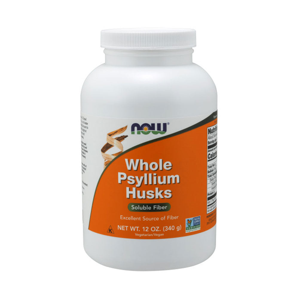 NOW Supplements, Whole Psyllium Husks, Non-GMO Project Verified, Soluble Fiber, 12-Ounce