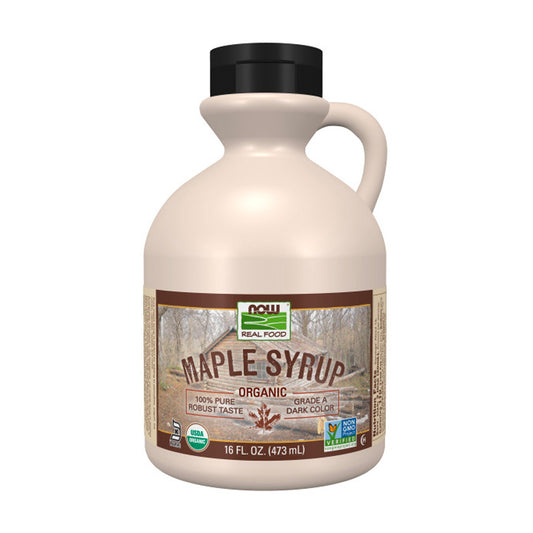NOW Foods, Certified Organic Maple Syrup, Grade A Dark Color, Certified Non-GMO, Pure, Robust Taste, 16-Ounce (473 ml)