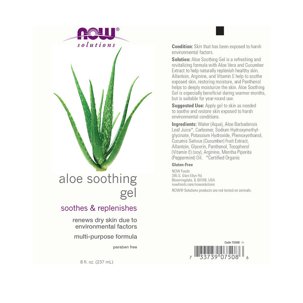 NOW Solutions, Aloe Soothing Gel, Soothes & Replenishes - 8 oz (237ML)