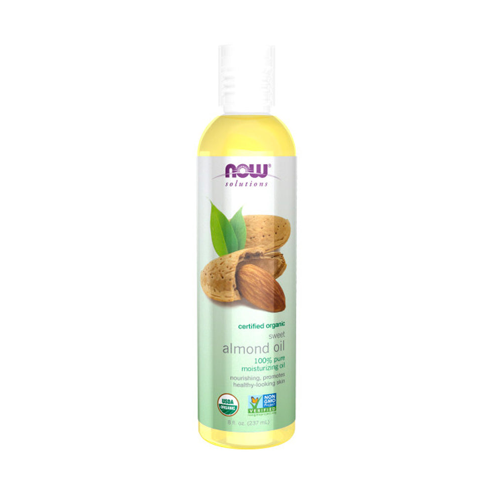 NOW Solutions, Organic Sweet Almond Oil, 100% Pure Moisturizing Oil, Promotes Healthy-Looking Skin, Unscented Oil, 8-Ounce (237ml)