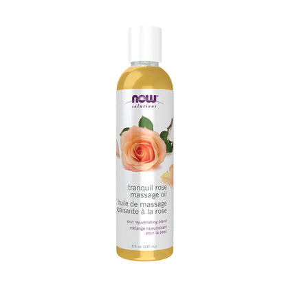 NOW Solutions, Tranquil Rose Massage Oil, Body Moisturizer for Dry Sensitive Skin, Promotes Healthy-Looking Skin, 8-Ounce (237 ml)