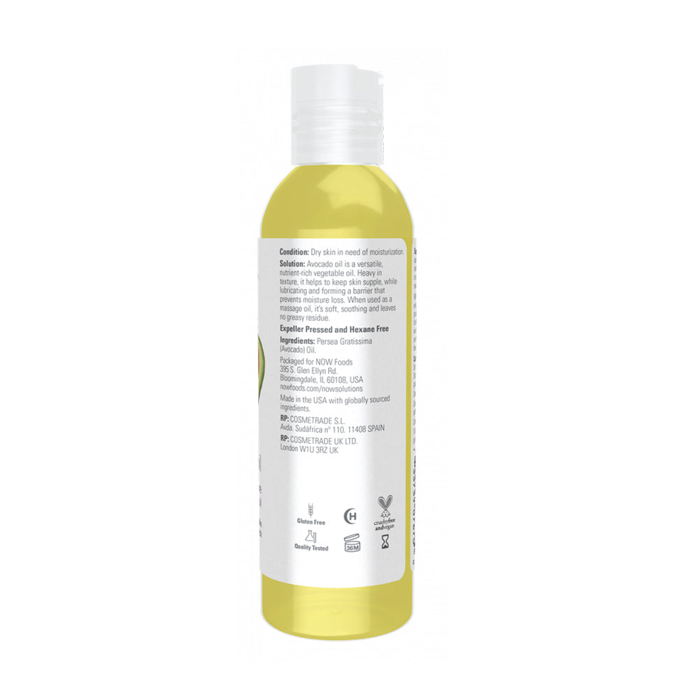 NOW Solutions, Avocado Oil, 100% Pure Moisturizing Oil, Nutrient Rich and Hydrating, 4-Ounce (118ml)