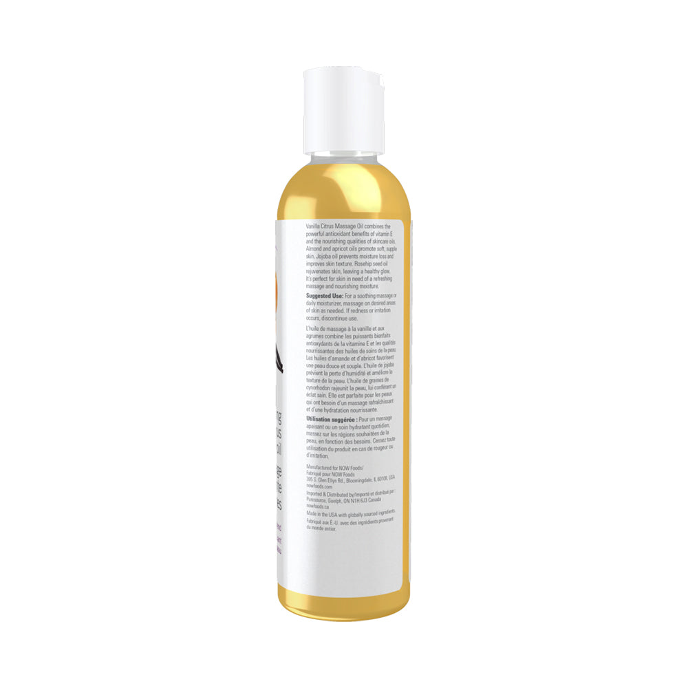 NOW Solutions, Refreshing Vanilla Citrus Massage Oil, Skin Rejuvenating Blend, Supple Skin, 8-Ounce (237 ml)