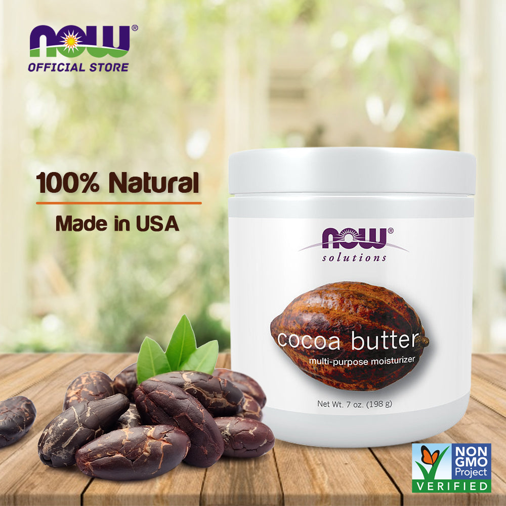 NOW Solutions, Cocoa Butter, Multi-Purpose Skin Moisturizer, Natural Moisture for the Whole Body, 7-Ounce (207ml)