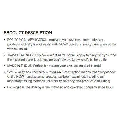 NOW Solutions Clear Glass Bottle Roll-On  10ML