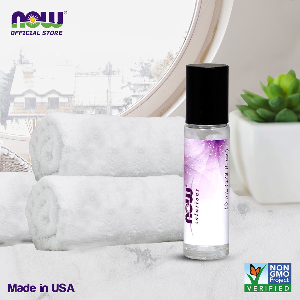 NOW Christmas Soothing & Energizing Body Oil – Jojoba Oil & Peppermint Oil + Free Roll-On
